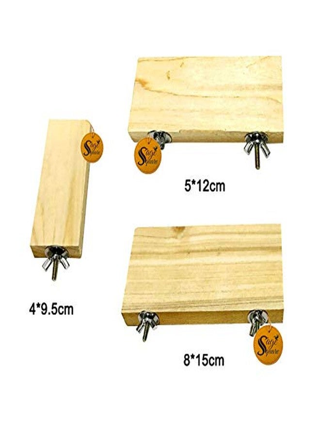 سايج سكوير منصة خشبية طبيعية مربعة من سيج، مجثم، حامل لعبة للطيور والهامستر والفئران (خفيفة الوزن) (مجموعة من 3 أحجام) - Image 2